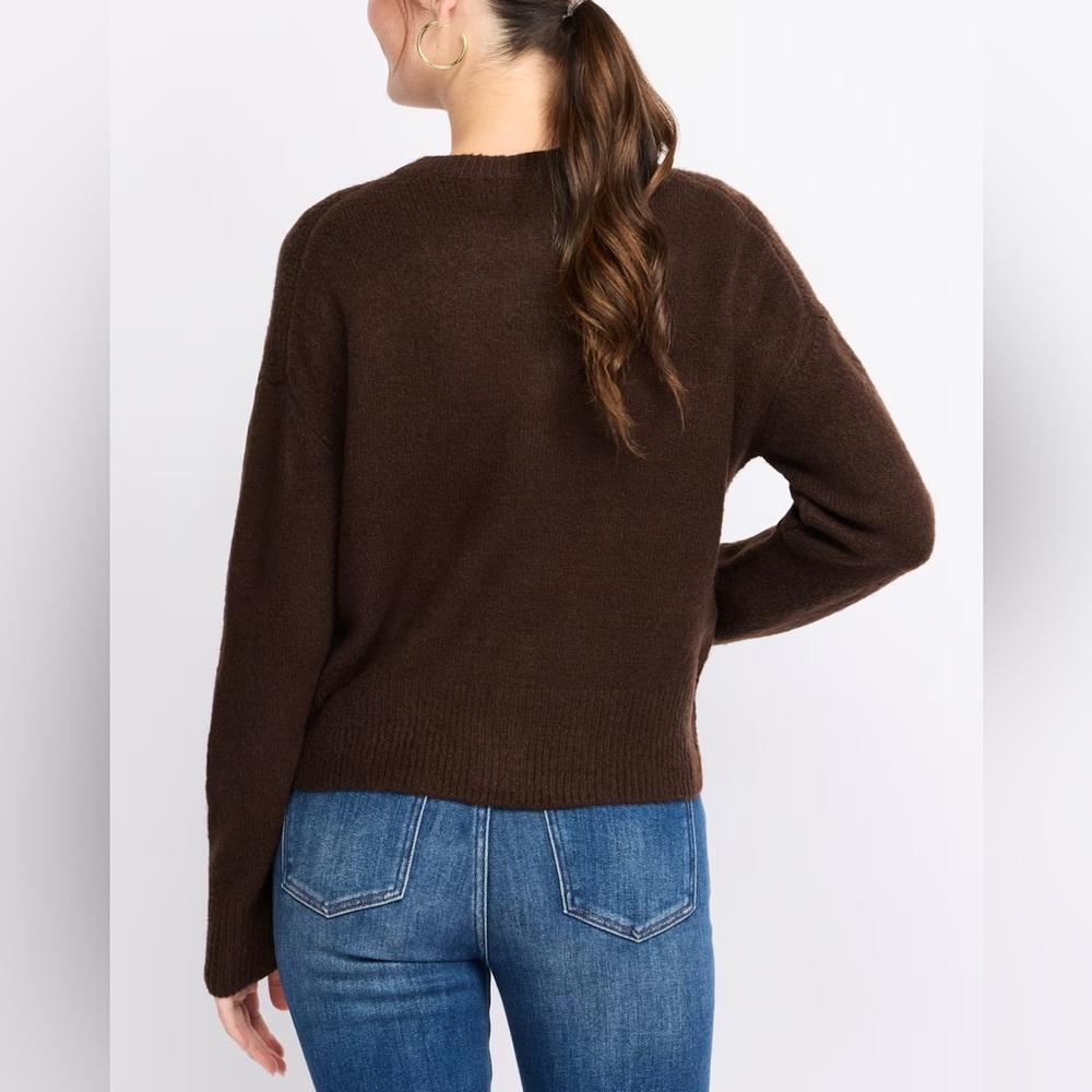 NWT RD STYLE Wren Crewneck Cardigan in Brown - Picture 4 of 10